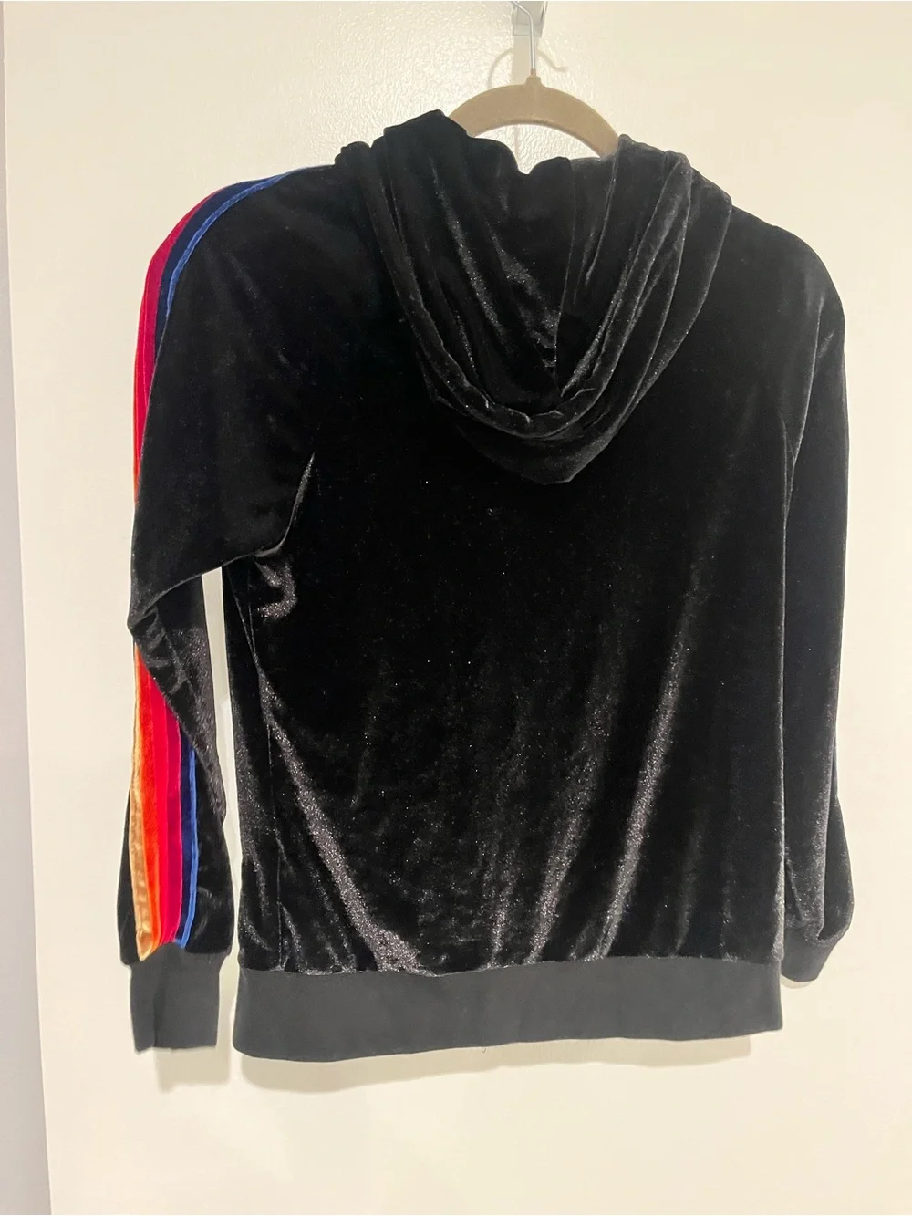 Aviator nation velour black hoodie with stripes